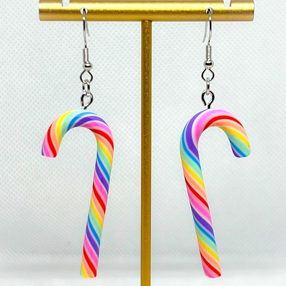 Rainbow Candy Cane Earrings